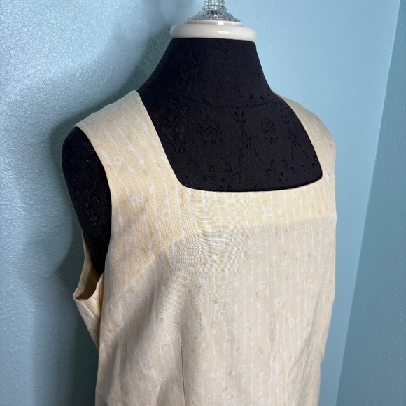 Vintage Lord & Taylor Yellow White Silk Linen 90s Dress - Picture 4 of 10